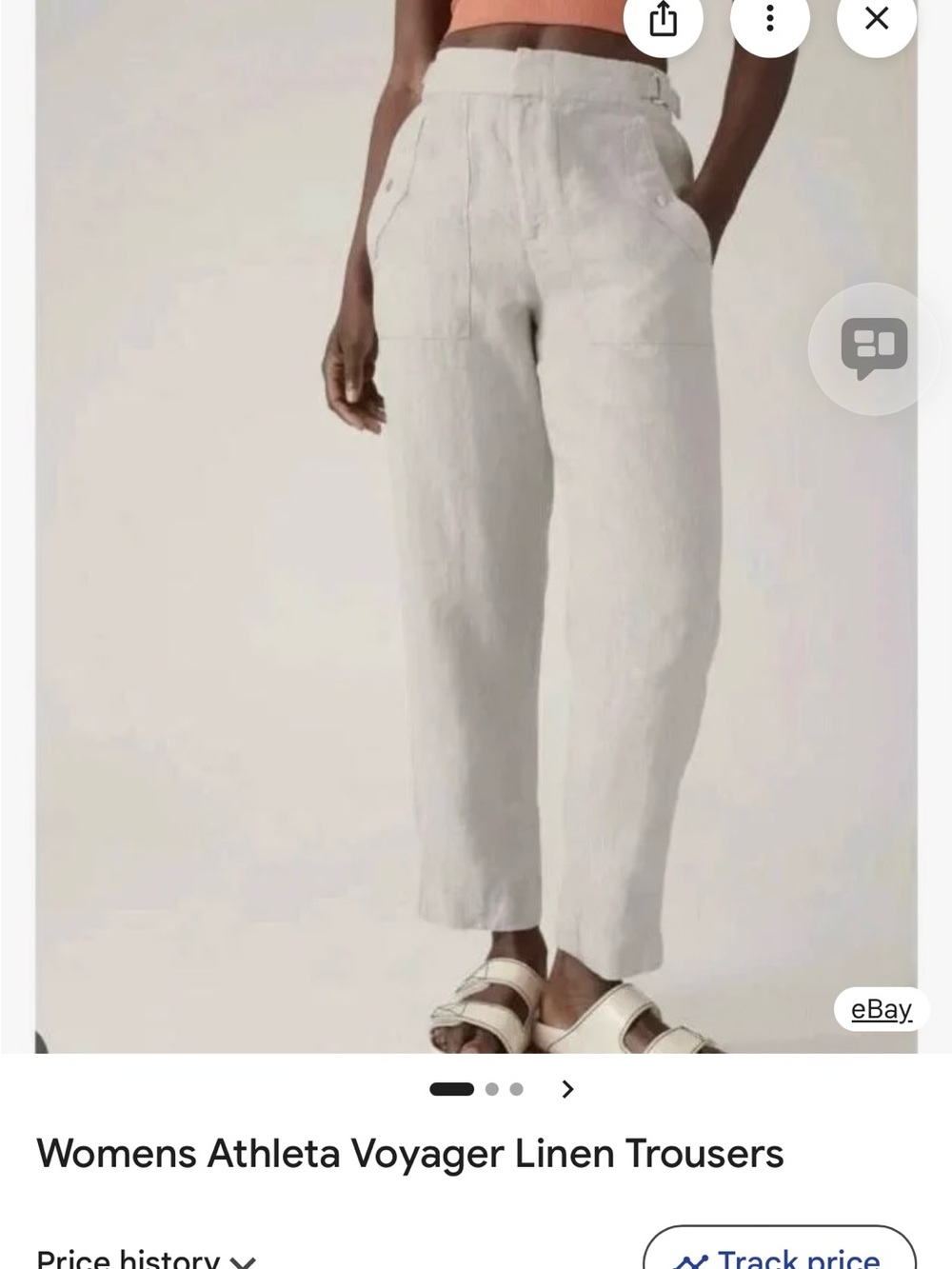 Athleta Voyager Linen Size 12 P Pant High Rise Straight Leg Adjustable Waist